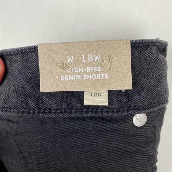 NWT Madewell Women's Size 18W Black High Rise‎ Denim Shorts Cuffed Hem Casual - Picture 12 of 12